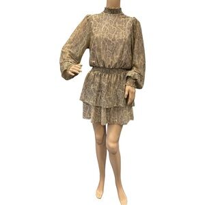 Show Me Your MUMU Dress Womens Size S Russo Ruffle Tiered Mini Metallic Gold